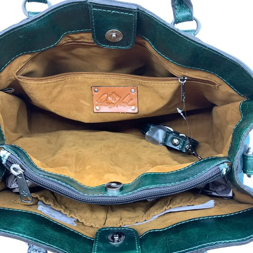 Patricia Nash Leather Handbags Primrose Satchel Dark Green Purse